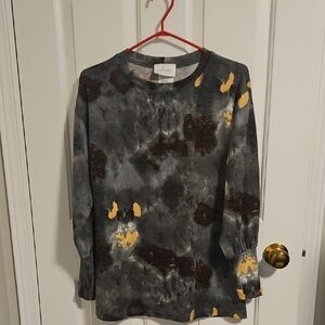 Marallis Gray and Brown Tie-Dye Top NWOT